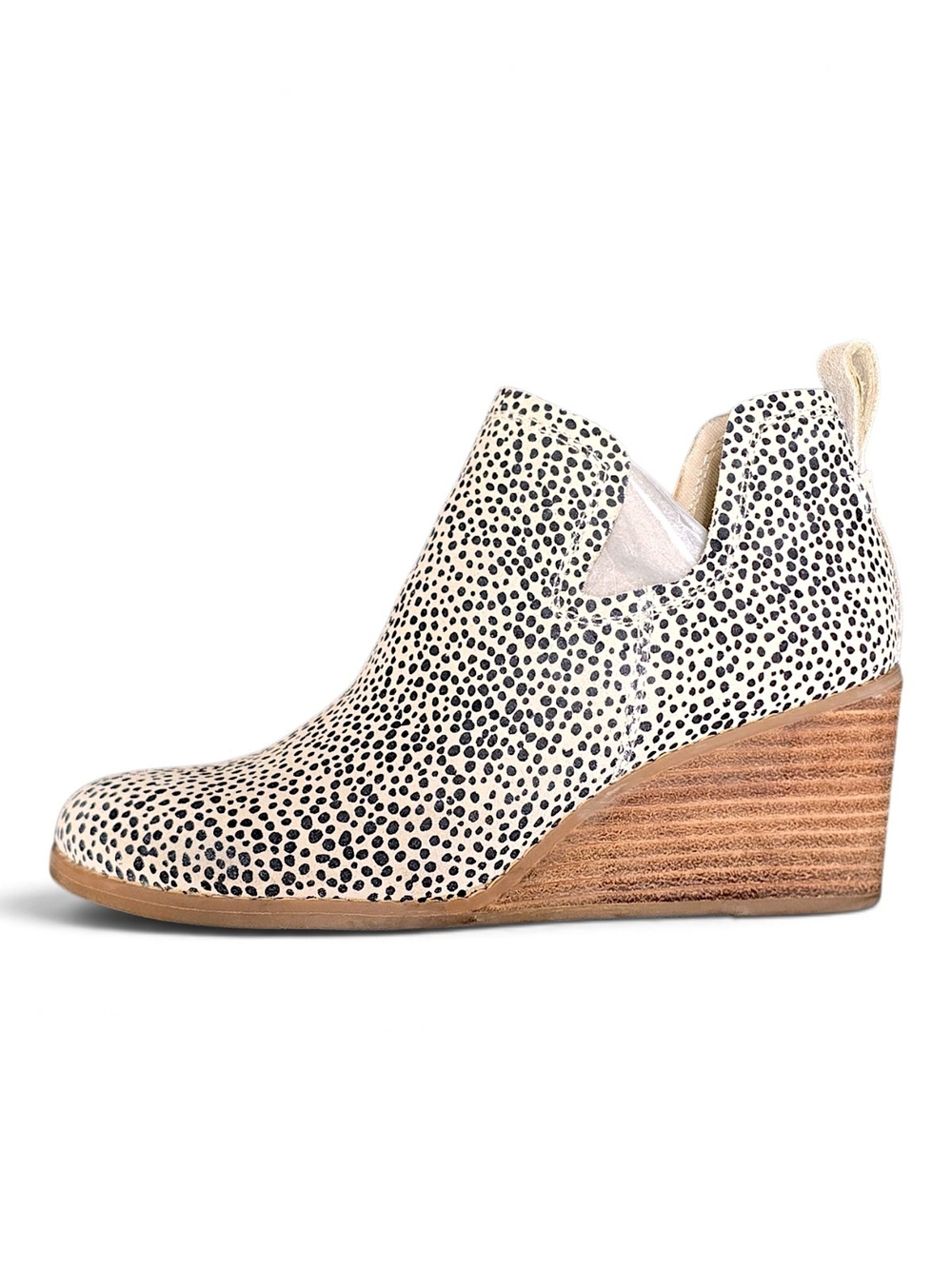 TOMS Kallie Cheetah Print Wedge Ankle Booties Tan Black Size 5